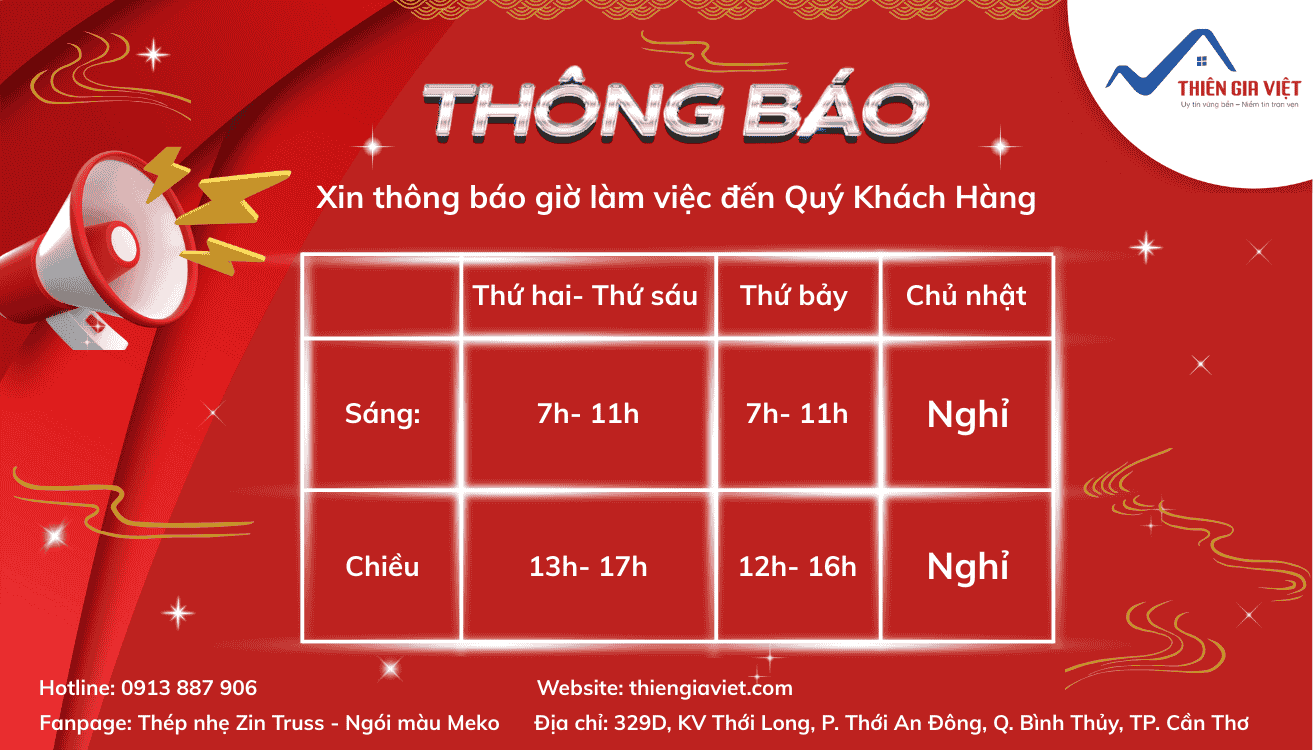 Thông báo giờ làm việc